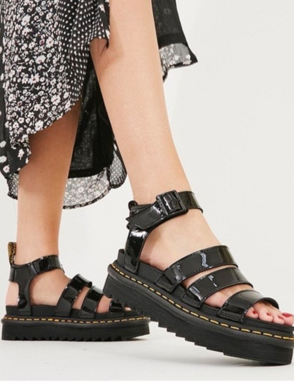 Dr Martens Blaire Patent Leather Sandals Womens